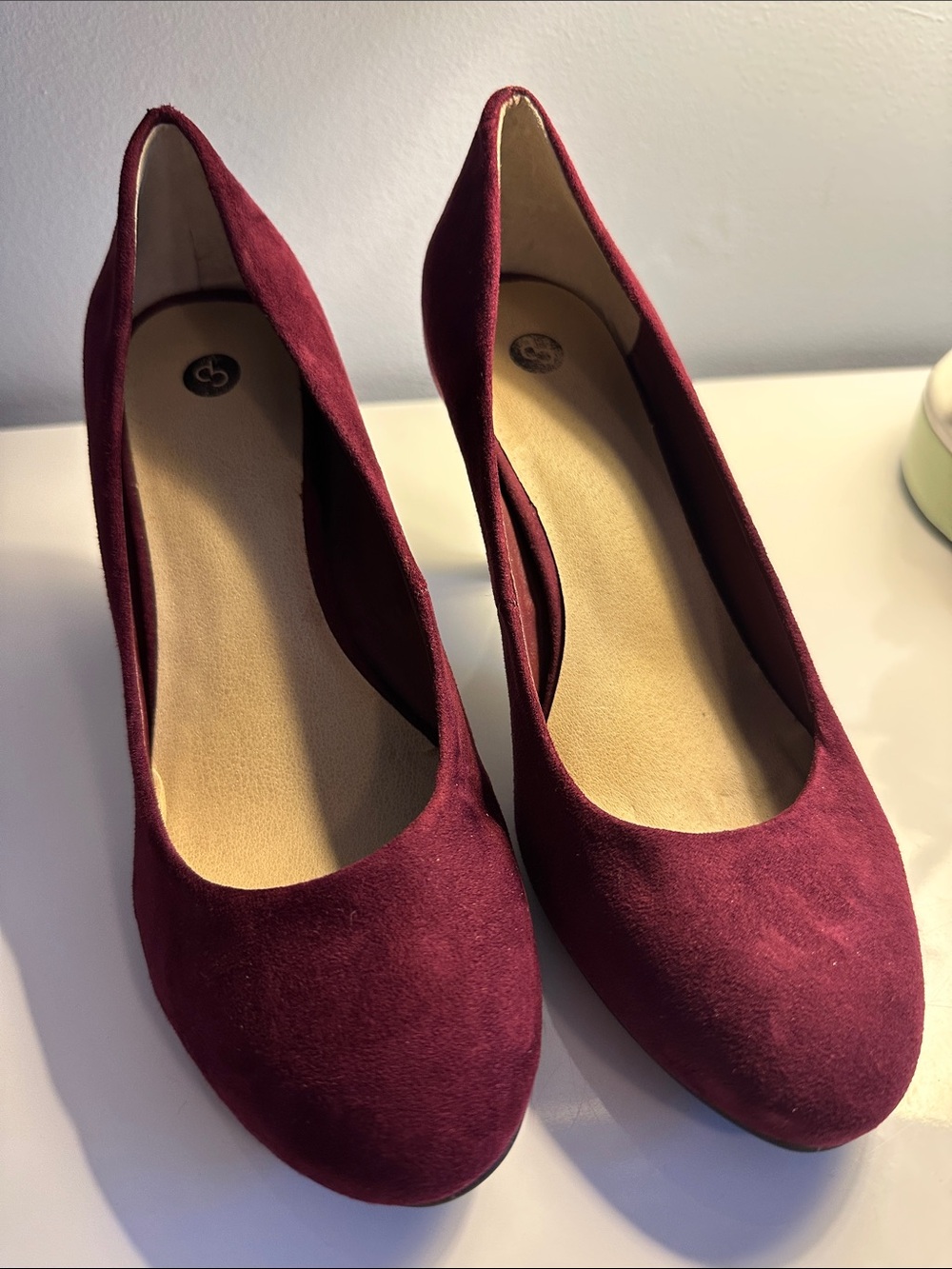 Dress Barn Burgundy Suede Round-Toe Pumps